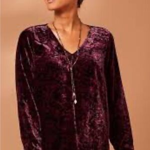 J. Jill Velvet Paisley Printed Long Sleeve Top Size M Paisley Shadow